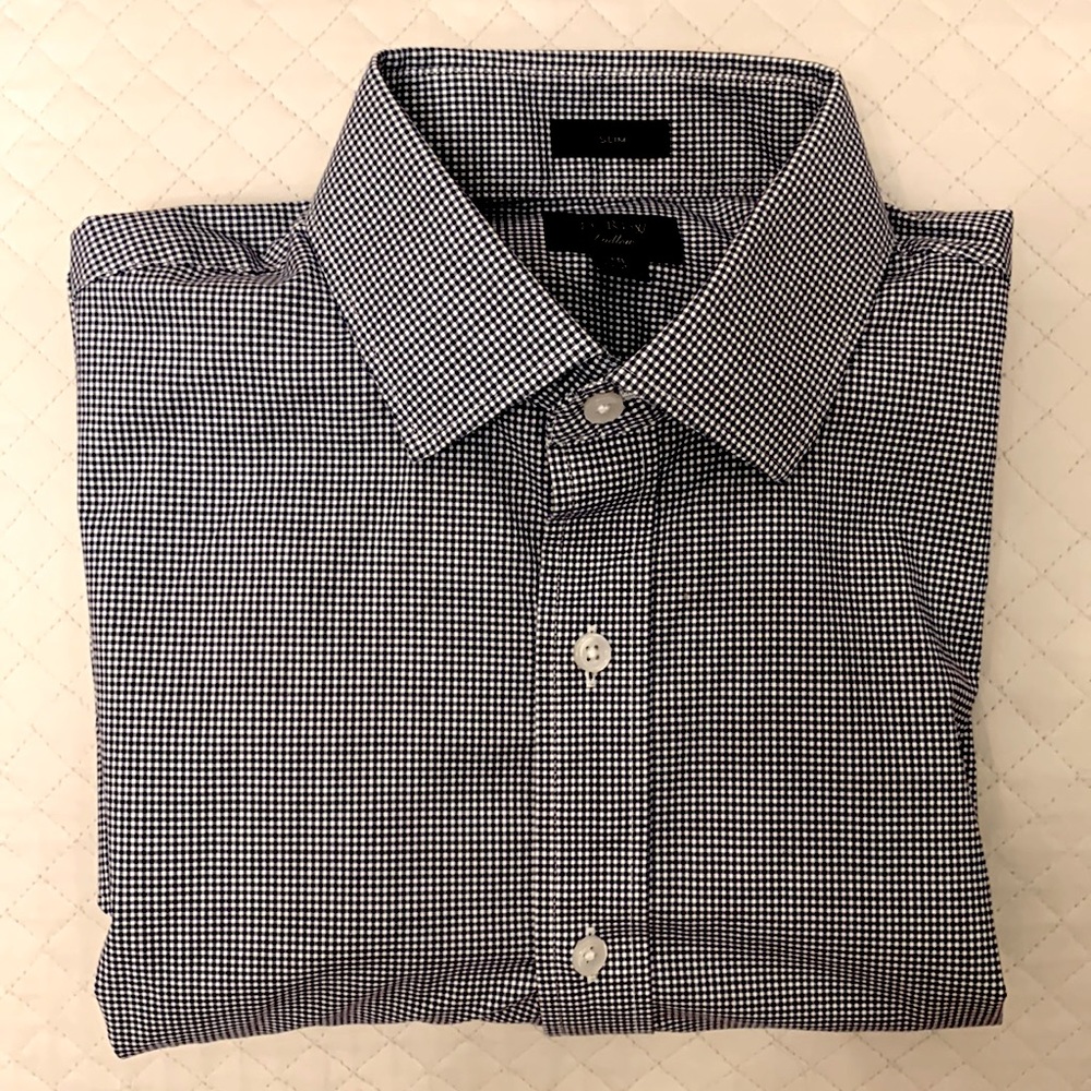 JCrew Ludlow Wrinkle-Free Button-Down / Dress Shirt in navy gingham